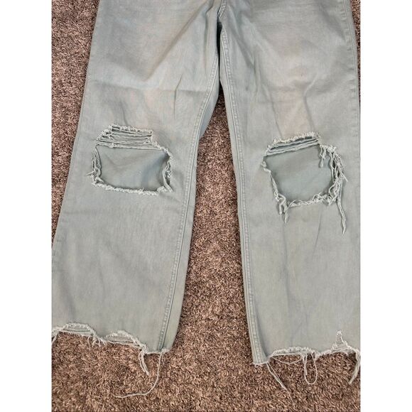 Vervet 90's Vintage Loose Fit Crop Flare Distressed Teal Green Wash Jean Size 30 - Picture 13 of 13